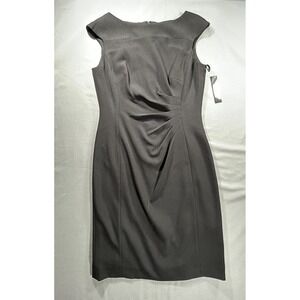 Tahari‎ Arthur S. Levine cap sleeve side ruching black dress women's 8 New